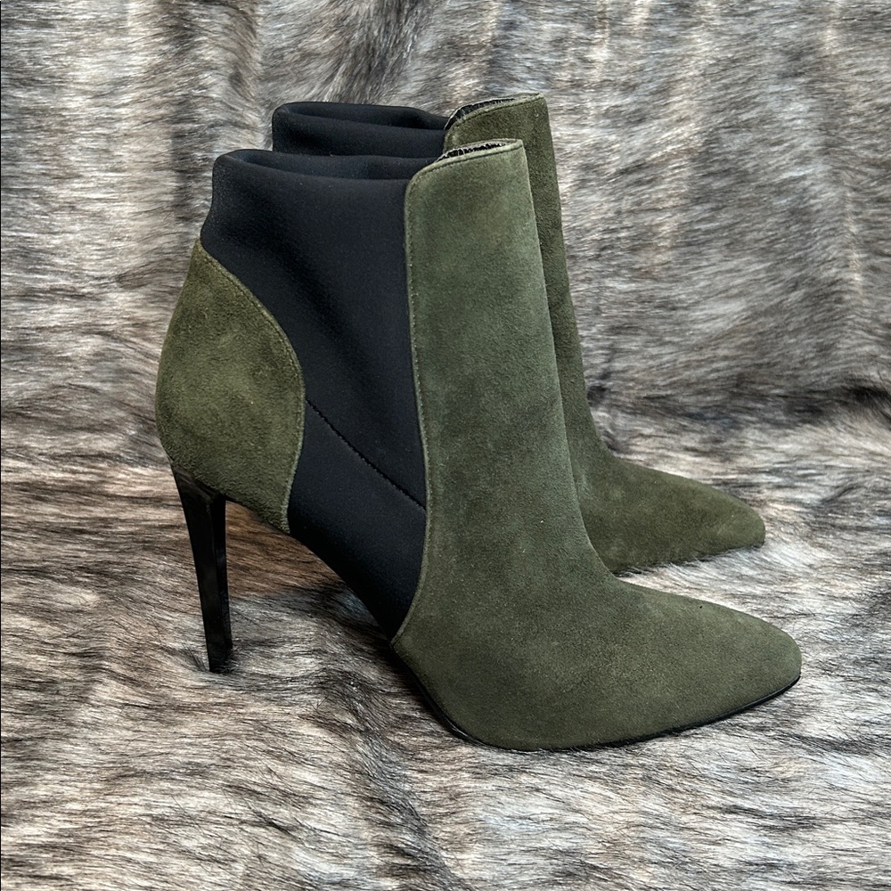 French Connection Morgann Heel Stiletto Bootie Army Olive Green Size 7 / 7.5
